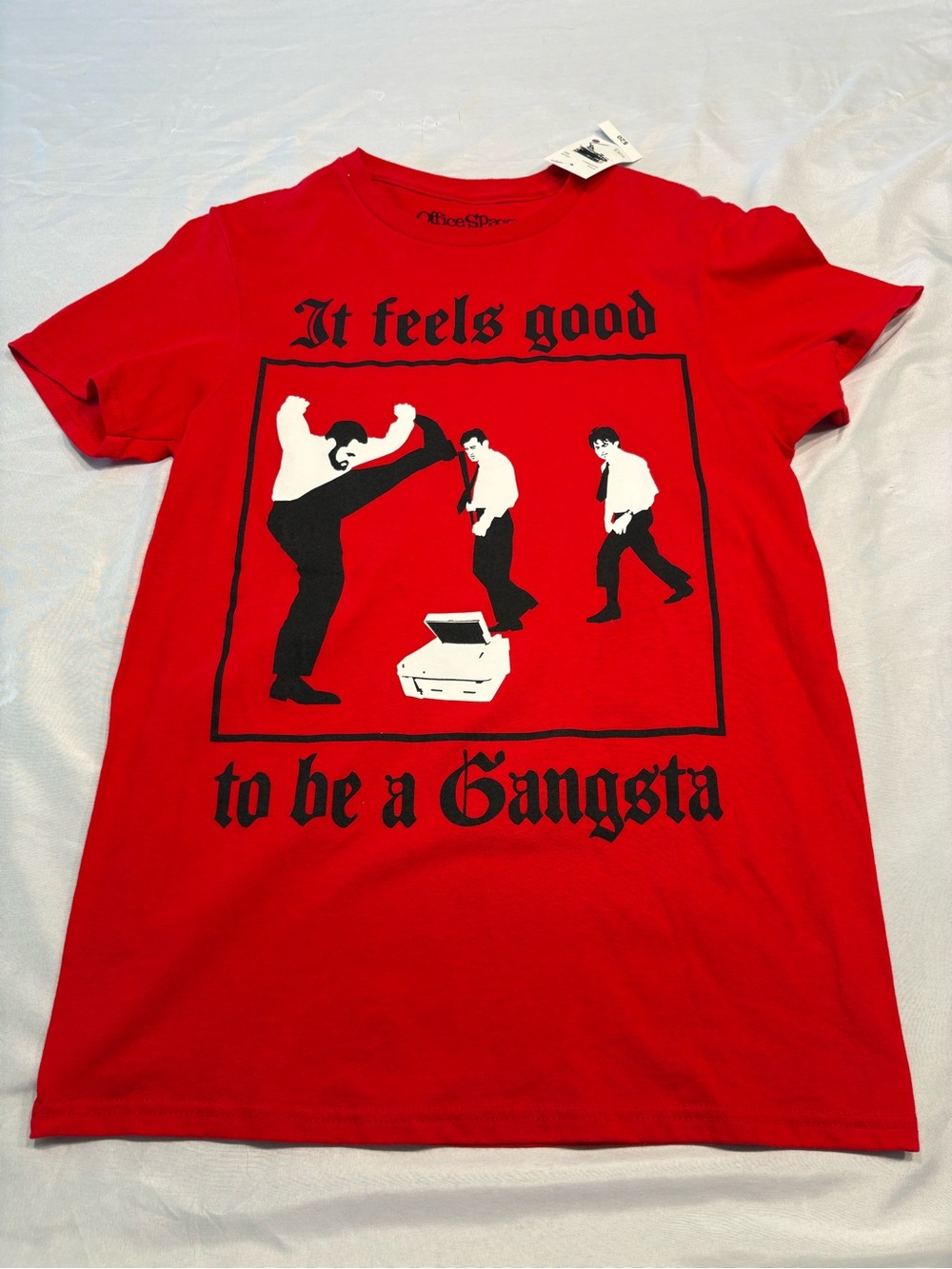 MAD Engine Red Office Space "feels good to be a Gamgsta" Graphic Tee